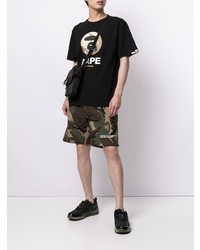 Мужская черная футболка с круглым вырезом с принтом от AAPE BY A BATHING APE