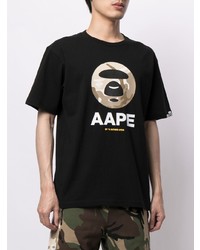 Мужская черная футболка с круглым вырезом с принтом от AAPE BY A BATHING APE