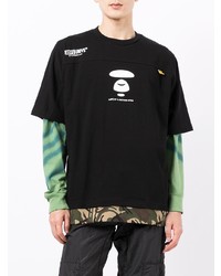 Мужская черная футболка с круглым вырезом с принтом от AAPE BY A BATHING APE