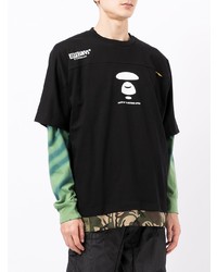 Мужская черная футболка с круглым вырезом с принтом от AAPE BY A BATHING APE