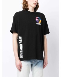 Мужская черная футболка с круглым вырезом с принтом от AAPE BY A BATHING APE