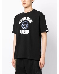 Мужская черная футболка с круглым вырезом с принтом от AAPE BY A BATHING APE