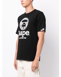 Мужская черная футболка с круглым вырезом с принтом от AAPE BY A BATHING APE