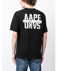 Мужская черная футболка с круглым вырезом с принтом от AAPE BY A BATHING APE