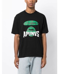 Мужская черная футболка с круглым вырезом с принтом от AAPE BY A BATHING APE