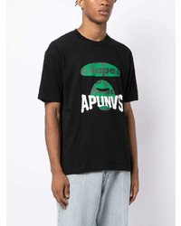 Мужская черная футболка с круглым вырезом с принтом от AAPE BY A BATHING APE