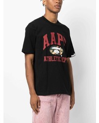 Мужская черная футболка с круглым вырезом с принтом от AAPE BY A BATHING APE