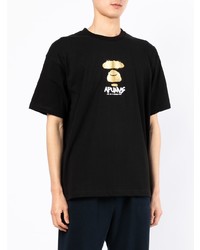 Мужская черная футболка с круглым вырезом с принтом от AAPE BY A BATHING APE