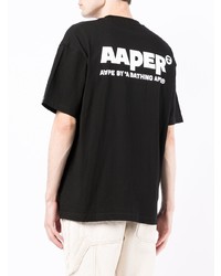 Мужская черная футболка с круглым вырезом с принтом от AAPE BY A BATHING APE