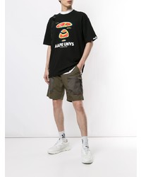 Мужская черная футболка с круглым вырезом с принтом от AAPE BY A BATHING APE