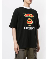 Мужская черная футболка с круглым вырезом с принтом от AAPE BY A BATHING APE