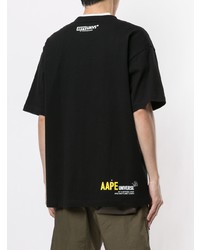 Мужская черная футболка с круглым вырезом с принтом от AAPE BY A BATHING APE