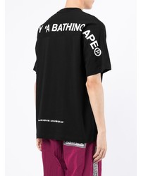 Мужская черная футболка с круглым вырезом с принтом от AAPE BY A BATHING APE