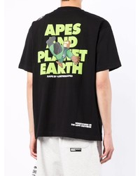 Мужская черная футболка с круглым вырезом с принтом от AAPE BY A BATHING APE