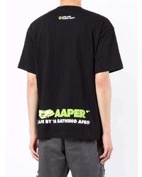 Мужская черная футболка с круглым вырезом с принтом от AAPE BY A BATHING APE