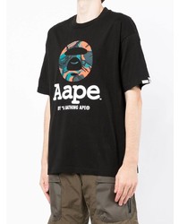 Мужская черная футболка с круглым вырезом с принтом от AAPE BY A BATHING APE