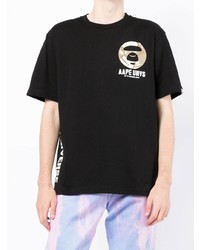 Мужская черная футболка с круглым вырезом с принтом от AAPE BY A BATHING APE