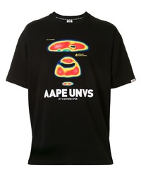 Мужская черная футболка с круглым вырезом с принтом от AAPE BY A BATHING APE