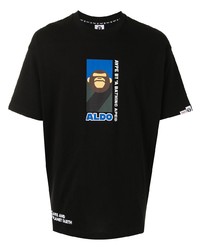 Мужская черная футболка с круглым вырезом с принтом от AAPE BY A BATHING APE