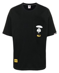 Мужская черная футболка с круглым вырезом с принтом от AAPE BY A BATHING APE