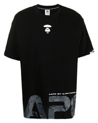 Мужская черная футболка с круглым вырезом с принтом от AAPE BY A BATHING APE