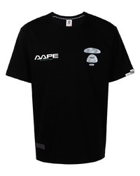 Мужская черная футболка с круглым вырезом с принтом от AAPE BY A BATHING APE