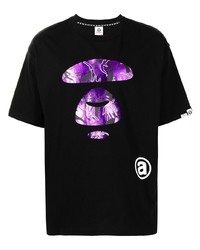 Мужская черная футболка с круглым вырезом с принтом от AAPE BY A BATHING APE