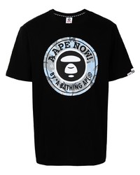 Мужская черная футболка с круглым вырезом с принтом от AAPE BY A BATHING APE