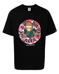 Мужская черная футболка с круглым вырезом с принтом от AAPE BY A BATHING APE