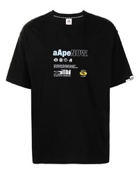 Мужская черная футболка с круглым вырезом с принтом от AAPE BY A BATHING APE