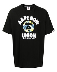 Мужская черная футболка с круглым вырезом с принтом от AAPE BY A BATHING APE