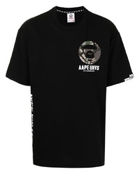 Мужская черная футболка с круглым вырезом с принтом от AAPE BY A BATHING APE