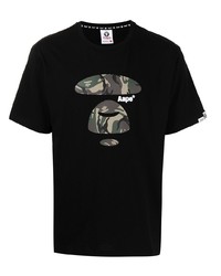 Мужская черная футболка с круглым вырезом с принтом от AAPE BY A BATHING APE