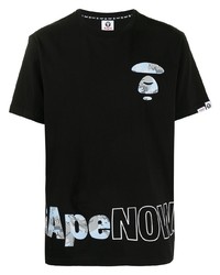 Мужская черная футболка с круглым вырезом с принтом от AAPE BY A BATHING APE