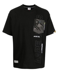 Мужская черная футболка с круглым вырезом с принтом от AAPE BY A BATHING APE