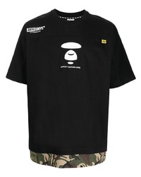 Мужская черная футболка с круглым вырезом с принтом от AAPE BY A BATHING APE