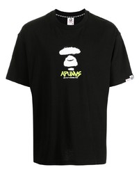 Мужская черная футболка с круглым вырезом с принтом от AAPE BY A BATHING APE