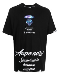 Мужская черная футболка с круглым вырезом с принтом от AAPE BY A BATHING APE