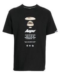 Мужская черная футболка с круглым вырезом с принтом от AAPE BY A BATHING APE