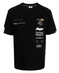 Мужская черная футболка с круглым вырезом с принтом от AAPE BY A BATHING APE