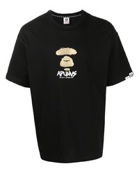 Мужская черная футболка с круглым вырезом с принтом от AAPE BY A BATHING APE