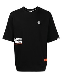 Мужская черная футболка с круглым вырезом с принтом от AAPE BY A BATHING APE