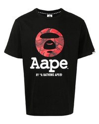 Мужская черная футболка с круглым вырезом с принтом от AAPE BY A BATHING APE