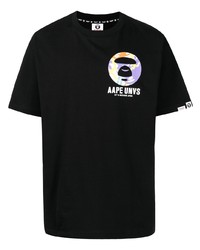 Мужская черная футболка с круглым вырезом с принтом от AAPE BY A BATHING APE