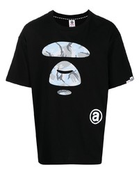 Мужская черная футболка с круглым вырезом с принтом от AAPE BY A BATHING APE