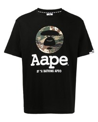 Мужская черная футболка с круглым вырезом с принтом от AAPE BY A BATHING APE