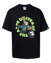 Мужская черная футболка с круглым вырезом с принтом от AAPE BY A BATHING APE