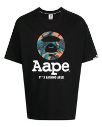 Мужская черная футболка с круглым вырезом с принтом от AAPE BY A BATHING APE