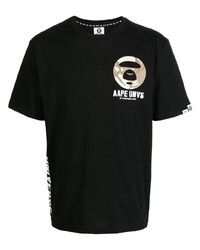 Мужская черная футболка с круглым вырезом с принтом от AAPE BY A BATHING APE