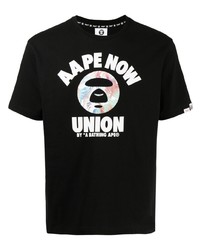 Мужская черная футболка с круглым вырезом с принтом от AAPE BY A BATHING APE